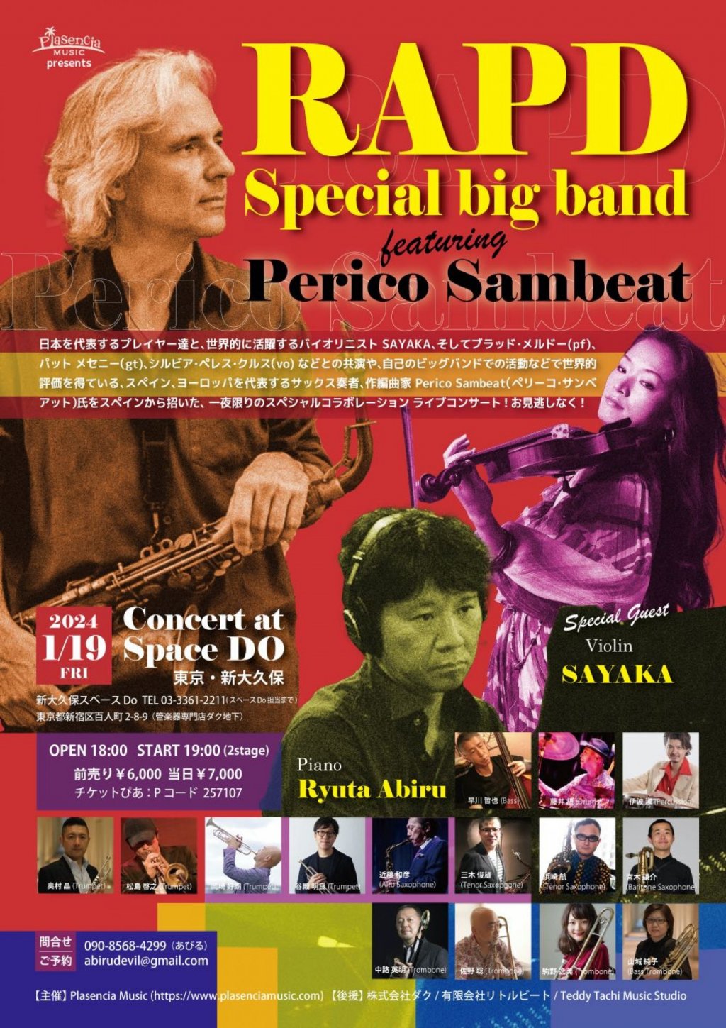 RAPD Special big band featuring  Perico Sambeat  Concert at space DO