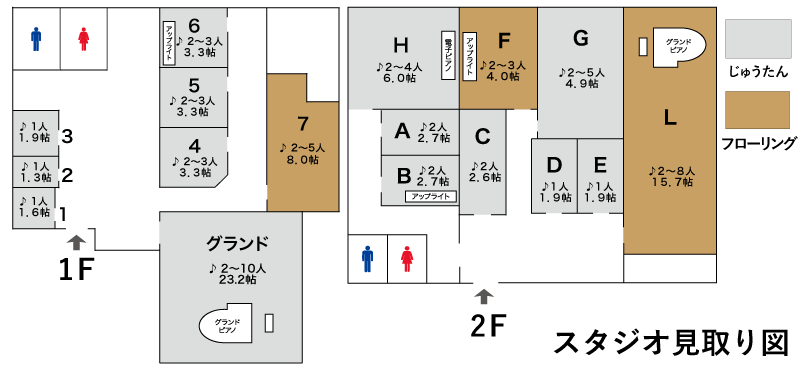 新宿区の音楽レンタルスタジオデビュー見取り図